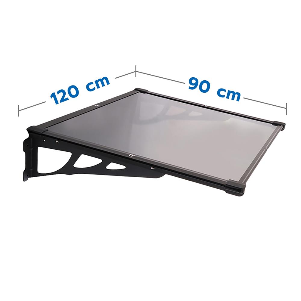 กันสาดโพลีคาร์บอเนต ขาอะลูมิเนียม SUNSHIELD MAX-SERIES 90x120 ซม. 3 มม. สีเทาอ่อน