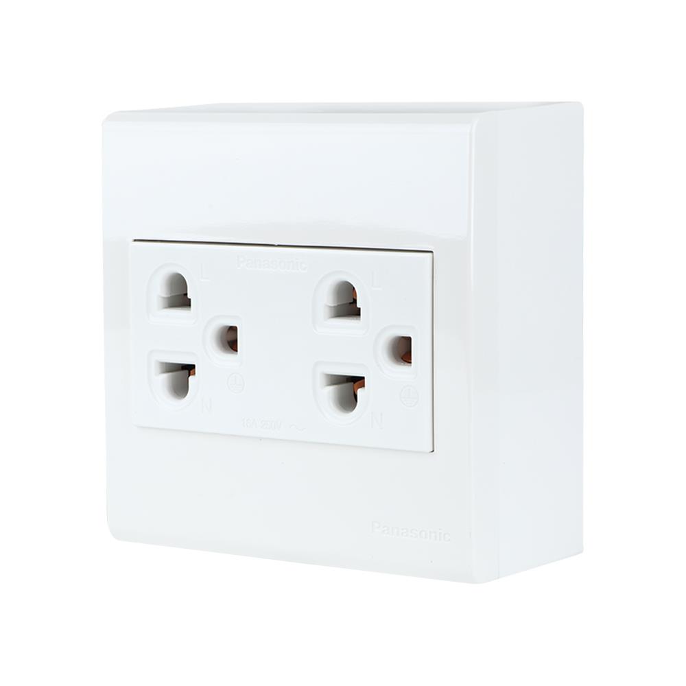 ชุดเต้ารับคู่ 3 ขา PANASONIC BSW 1392 สีขาว