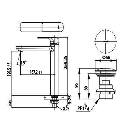 ก๊อกอ่างล้างหน้าเดี่ยว COTTO CT1143AYBL_1