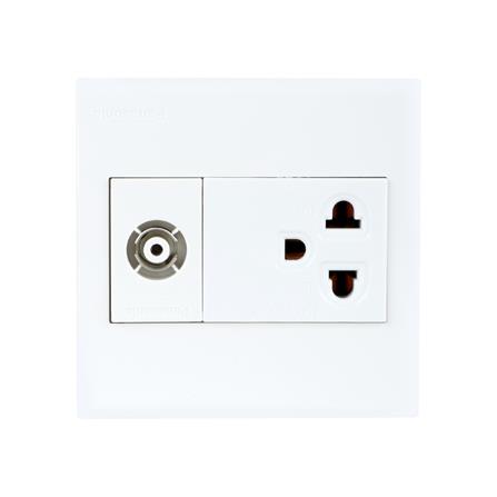 ชุดเต้ารับคู่ 3 ขา + เต้ารับโทรทัศน์ PANASONIC BSW1391V สีขาว_0