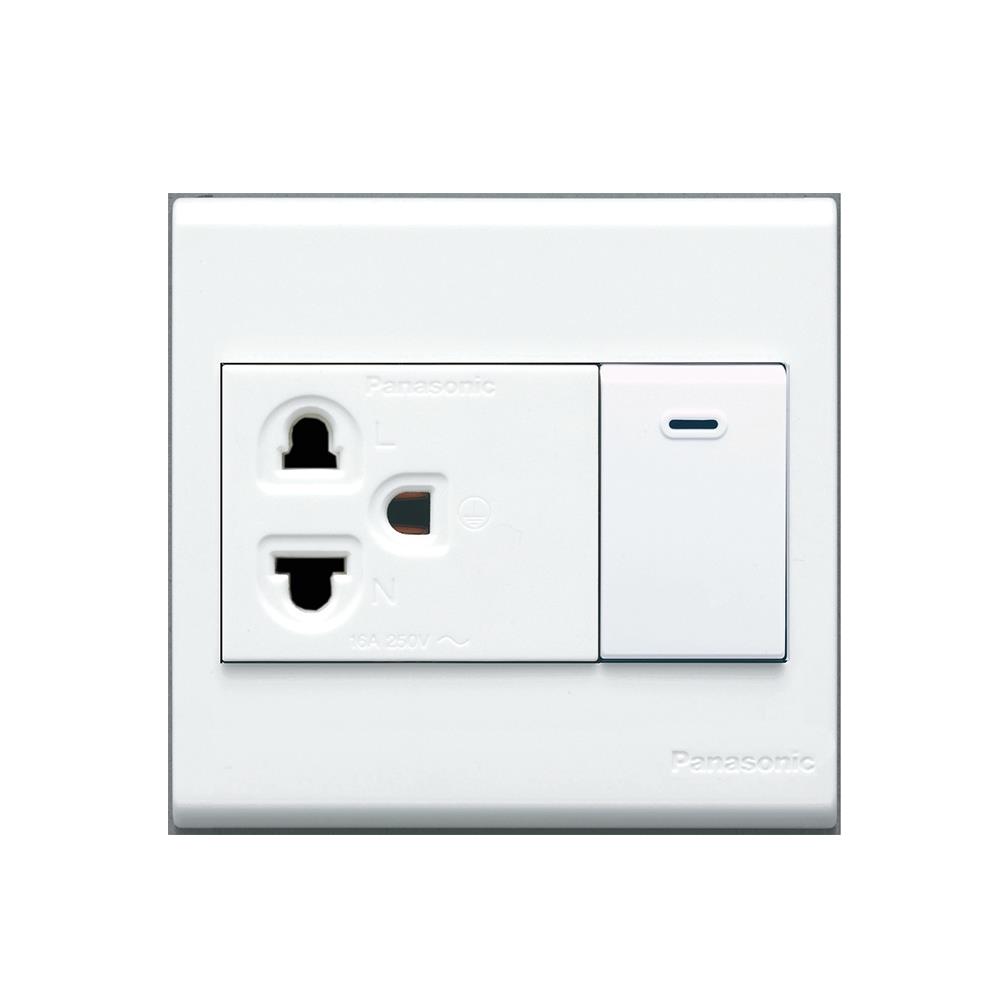 ชุดเต้ารับ 3 ขา+ สวิตซ์ 1 ทาง PANASONIC BSW1391S สีขาว