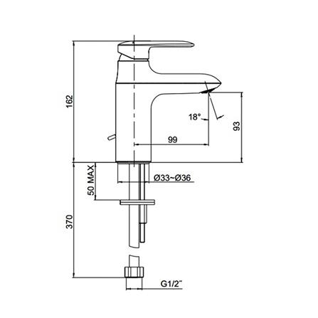 ก๊อกอ่างล้างหน้าผสม KOHLER K-98827T-4-CP สีโครม_2