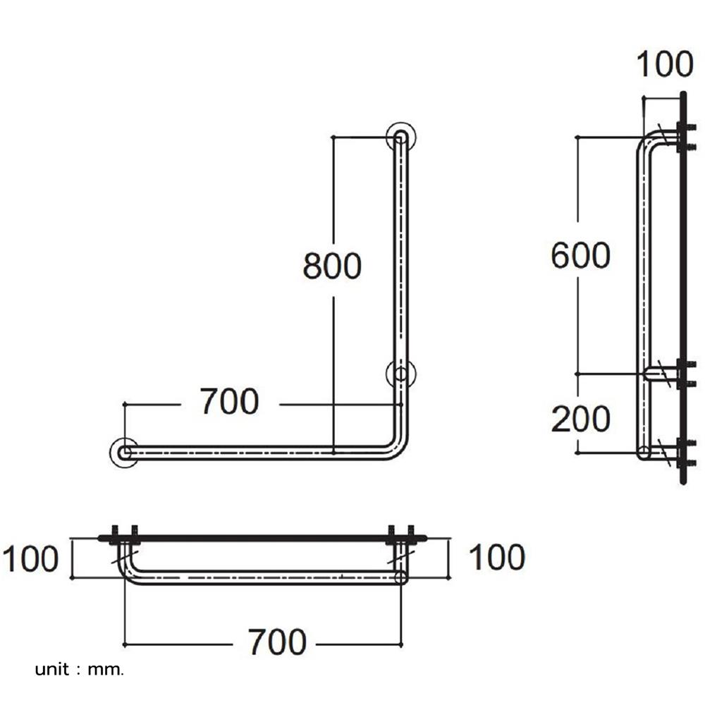 ราวมือจับกันลื่น ตัว L AMERICAN STANDARD HR-380570-01L