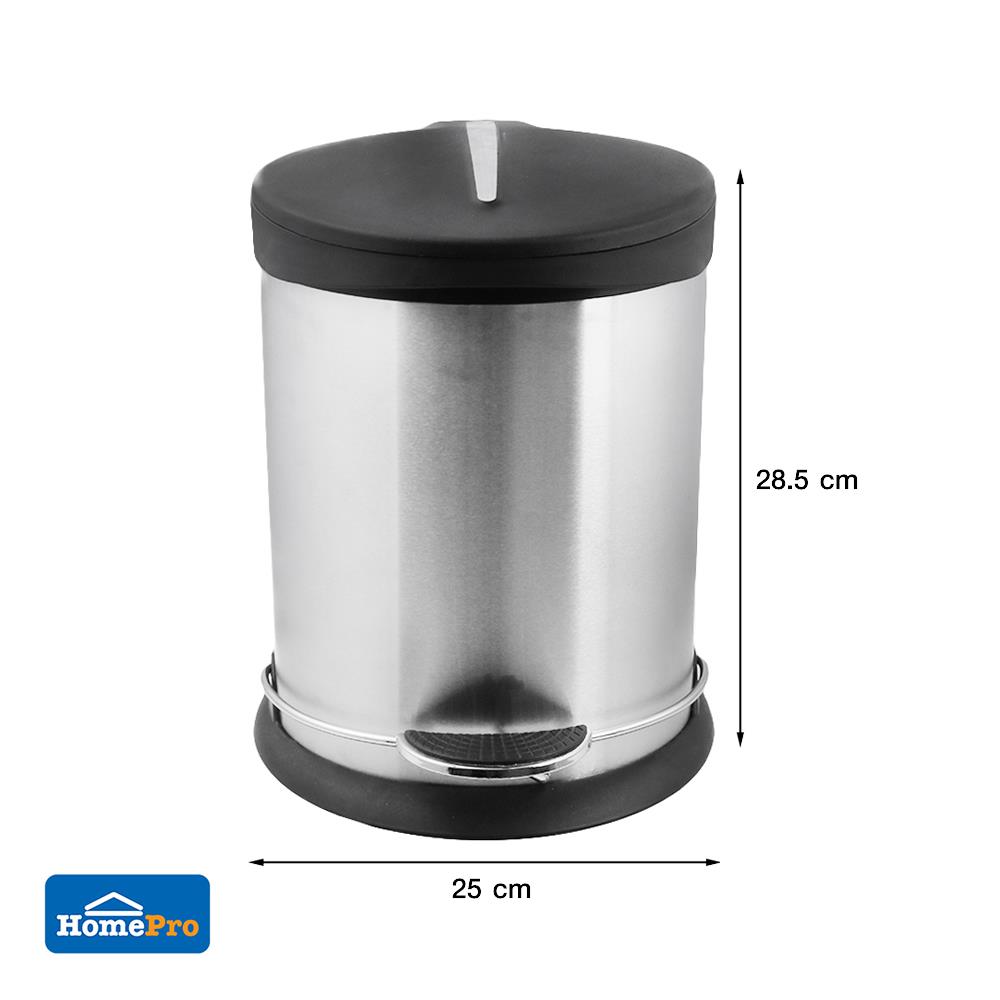 ถังขยะเหยียบกลม ACCO HP-008 ขนาด 5L สีเงิน