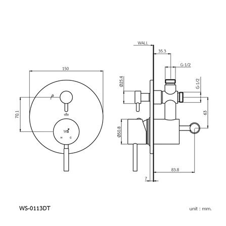 วาล์วฝังกำแพงผสม WS WS-0113DT สเตนเลส_2