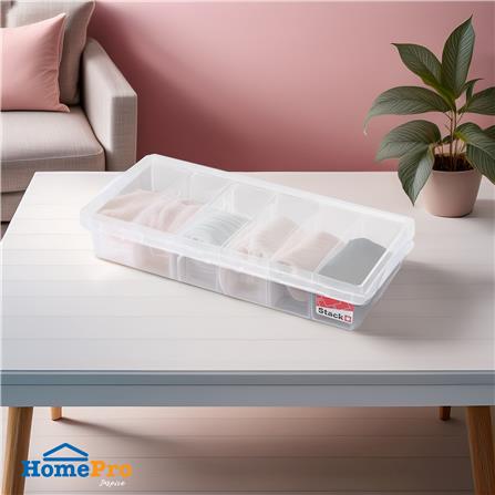กล่องเก็บของ ฝาล็อค STACKO 58313 55.5x25.6x10 ซม. สีใส_4