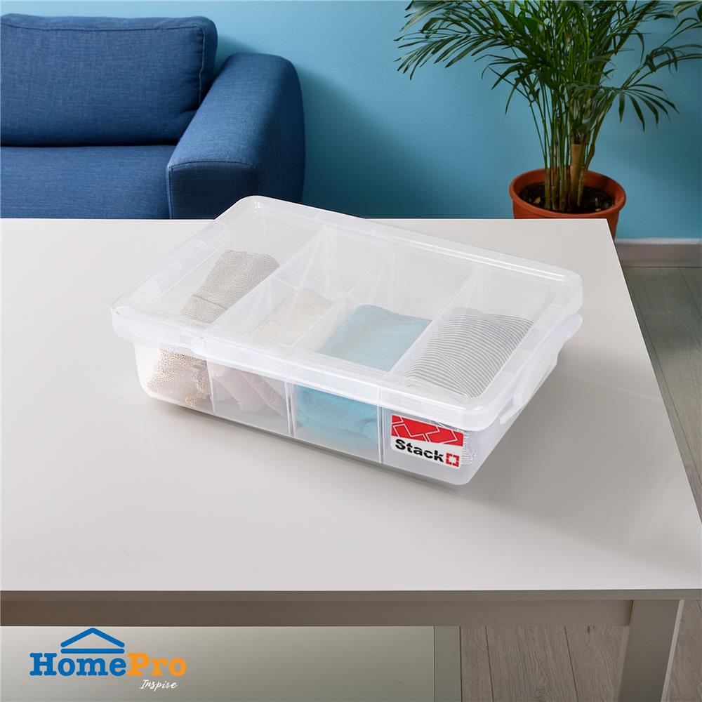 กล่องเก็บของ ฝาล็อค STACKO 57291 37.5x25.6x10 ซม. สีใส