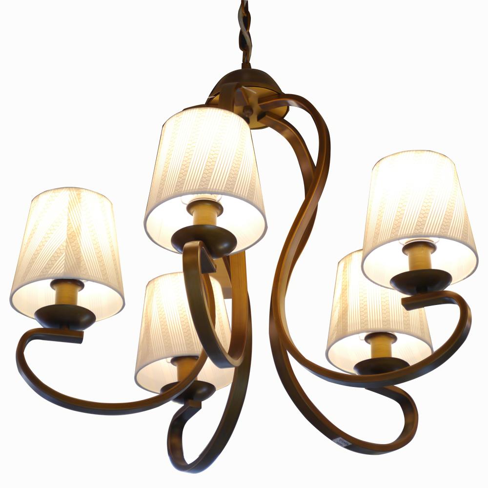 ไฟช่อ L&E PSF62-015 E14 ผ้า/โลหะ/สีขาว/สีทอง 5หัว