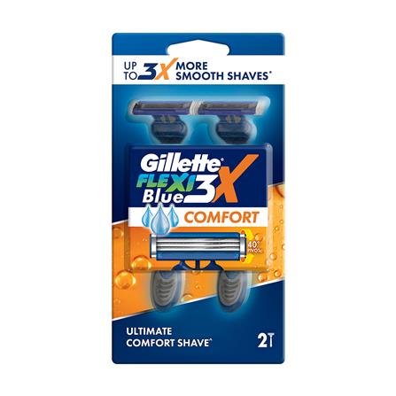 มีดโกนด้ามยาวแบบใช้แล้วทิ้ง GILLETTE FLEXI BLUE 3X (แพ็ก 2 ชิ้น)