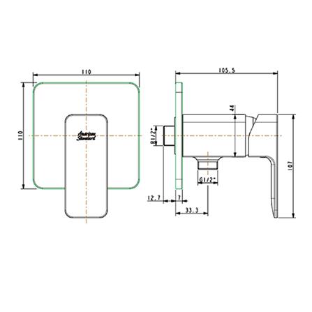 วาล์วฝักบัว AMERICAN STANDARD A-1326-10 สีโครม_3