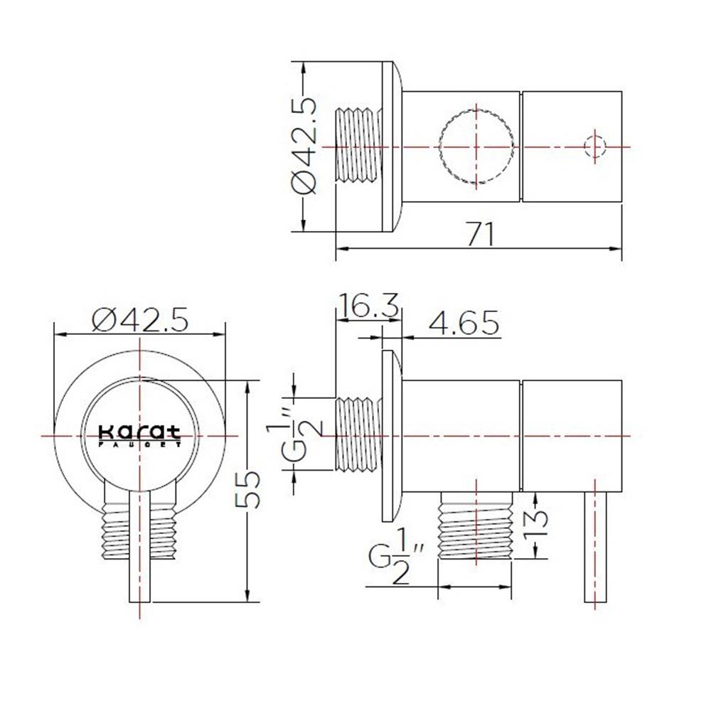 สต๊อปวาล์ว 1 ทาง KARAT FAUCET KA-01-472-50 สีโครม
