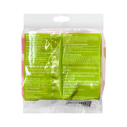 ฟองน้ำพร้อมใยขัด SCOTCH-BRITE ANTIBACTERIAL 11.5x7 ซม. สีชมพูอ่อน (แพ็ก 2 แถม 1)_1