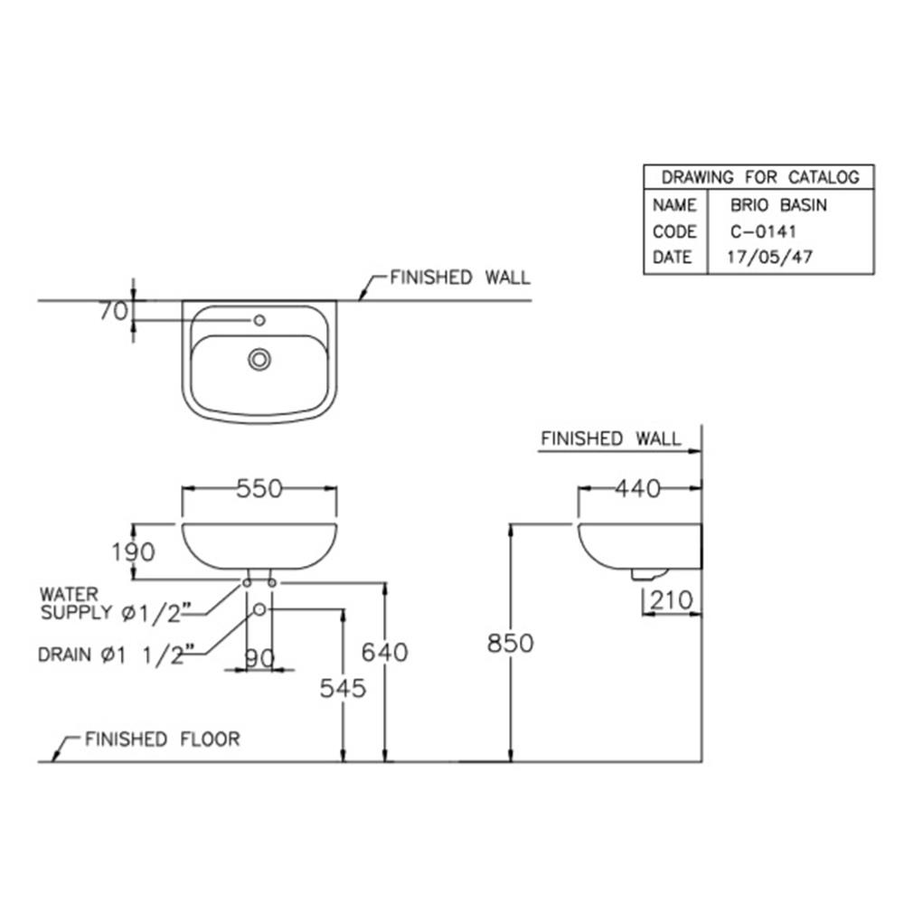 อ่างล้างหน้าแขวน COTTO C0141 สีขาว
