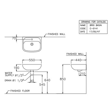 อ่างล้างหน้าแขวน COTTO C0141 สีขาว_1