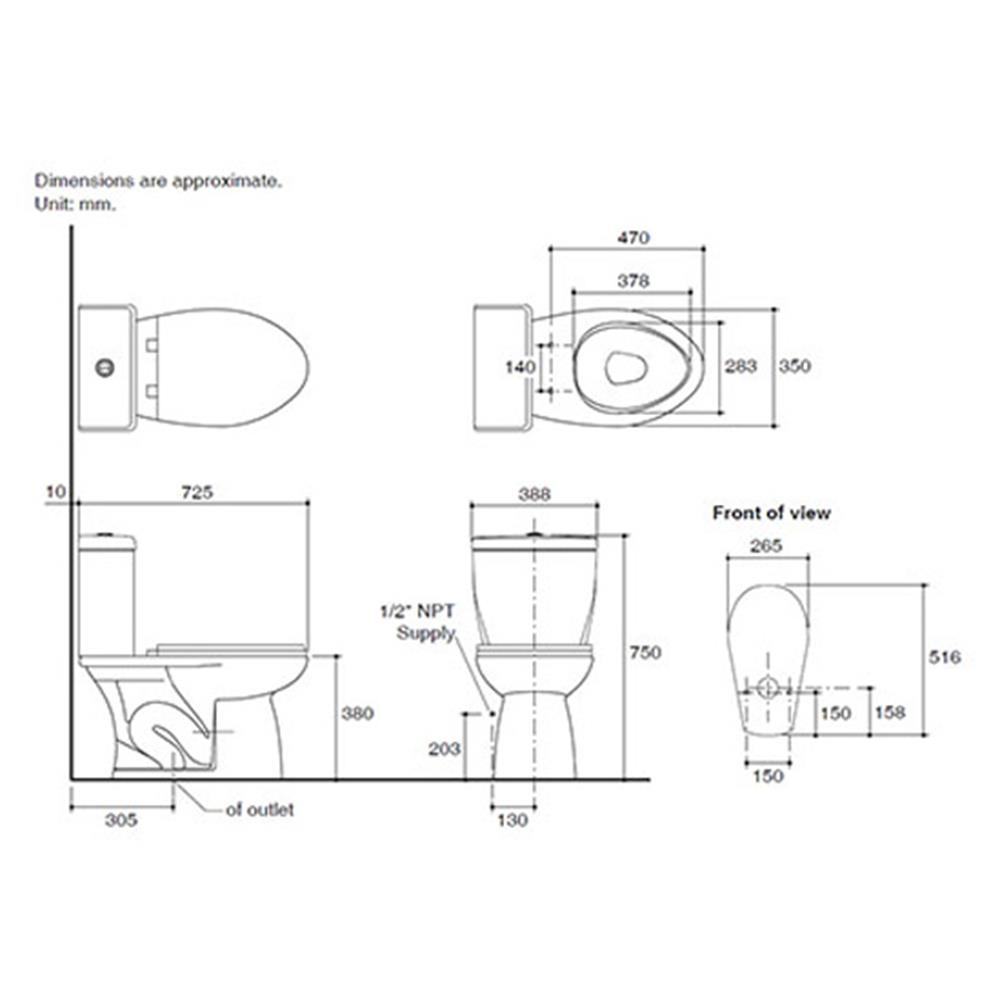 สุขภัณฑ์ 2 ชิ้น KARAT K-45535X-S-WK 3.75L สีขาว