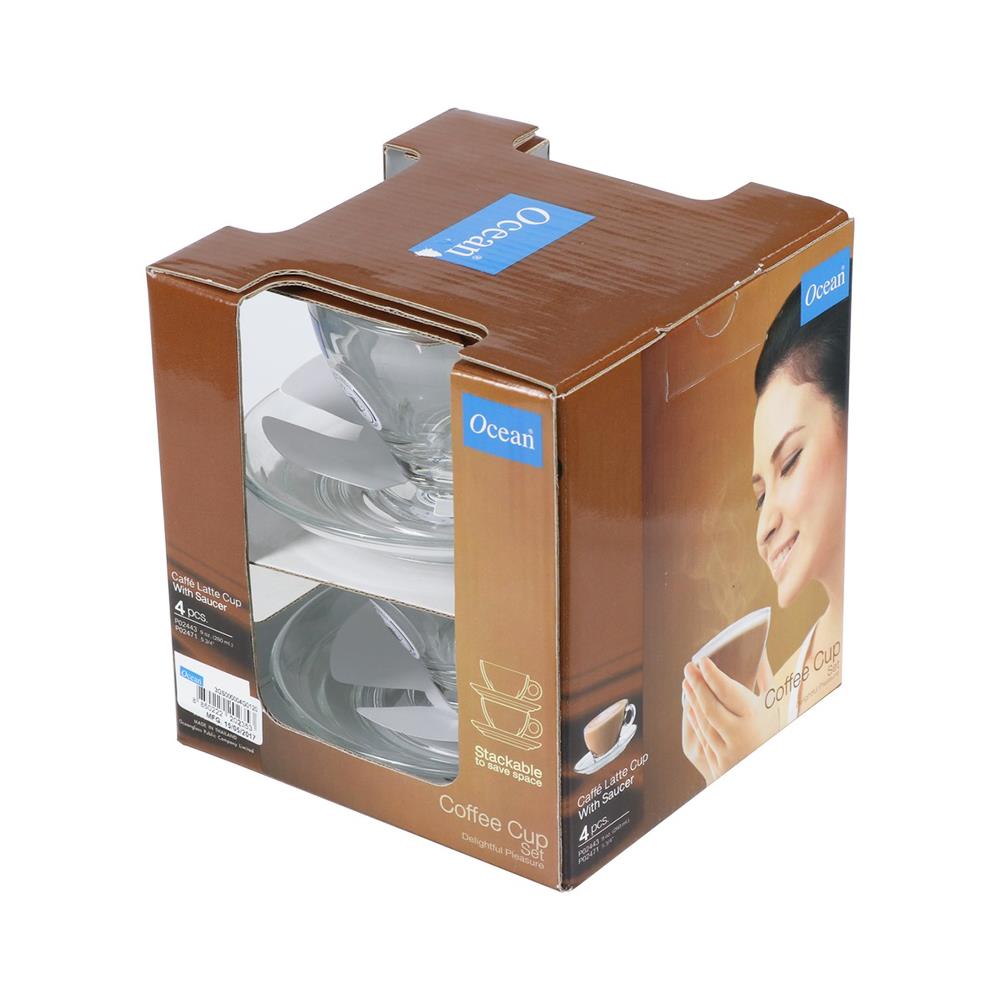 ชุดถ้วยกาแฟแก้ว 250ml OCEAN GLASS CAFFE LATTE