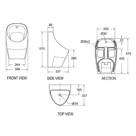 โถปัสสาวะชายอัตโนมัติ AMERICAN STANDARD 6747/A-8014AC-WT สีขาว_1