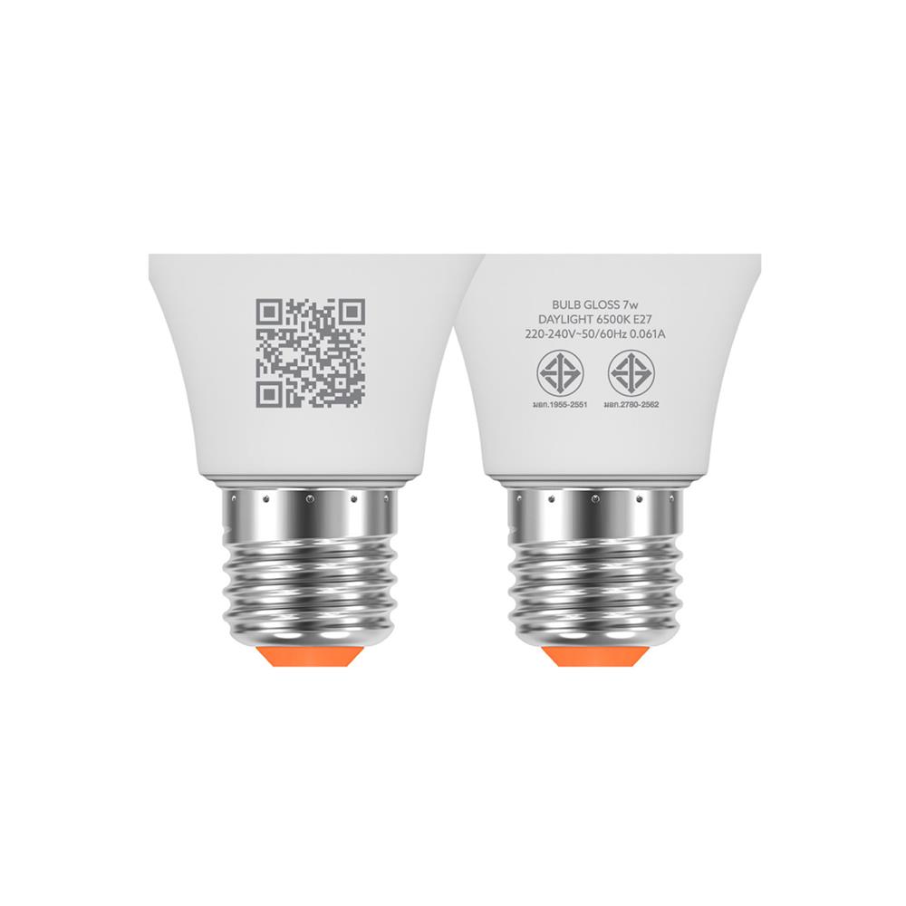 หลอด LED LAMPTAN BULB GLOSS 7 วัตต์ DAYLIGHT E27 แพ็ก 2 ชิ้น