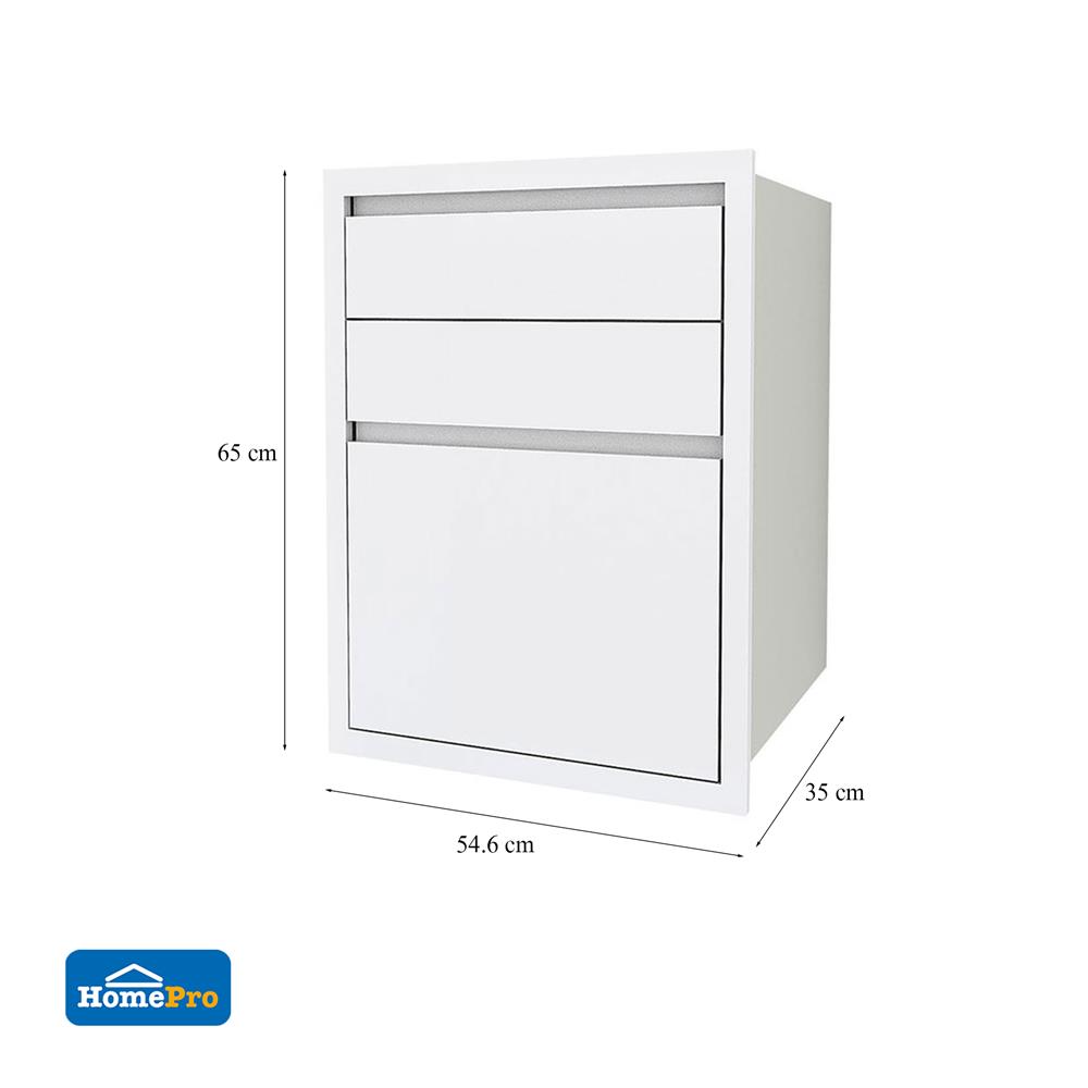 ตู้ลิ้นชัก 3 ชั้น CABIN HI-GLOSS 54.6x65 ซม. สีขาว