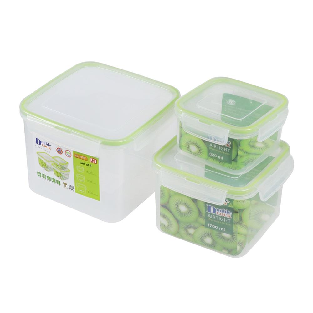 ชุดกล่องอาหารเหลี่ยม JCJ SAFE&LOCK 91387 3 ชิ้น