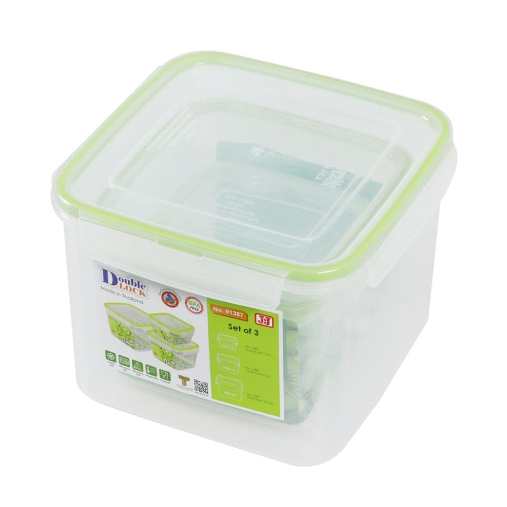 ชุดกล่องอาหารเหลี่ยม JCJ SAFE&LOCK 91387 3 ชิ้น