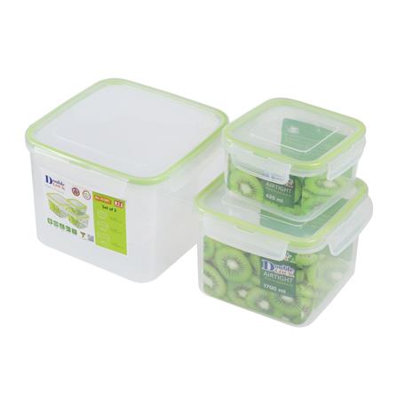 ชุดกล่องอาหารเหลี่ยม JCJ SAFE&LOCK 91387 3 ชิ้น