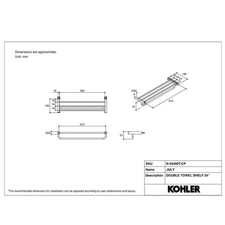 ชั้นวางพร้อมราว KOHLER K-45400T-CP สีโครม_4