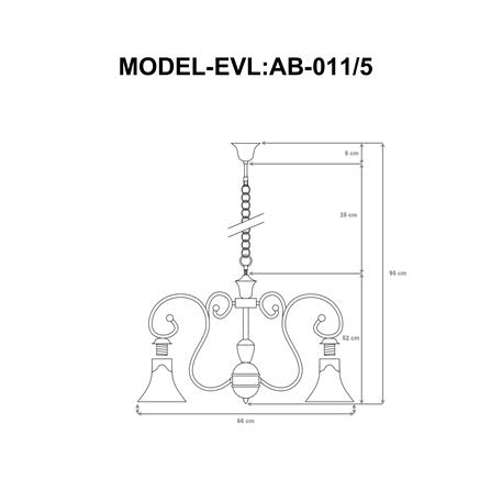 ไฟช่อ EVL AB-011/5 สีดำ/ทอง 5 หัว_3