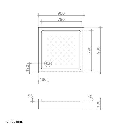 ถาดรองอาบน้ำ CRISTINA CT-8031 90x90 ซม._2