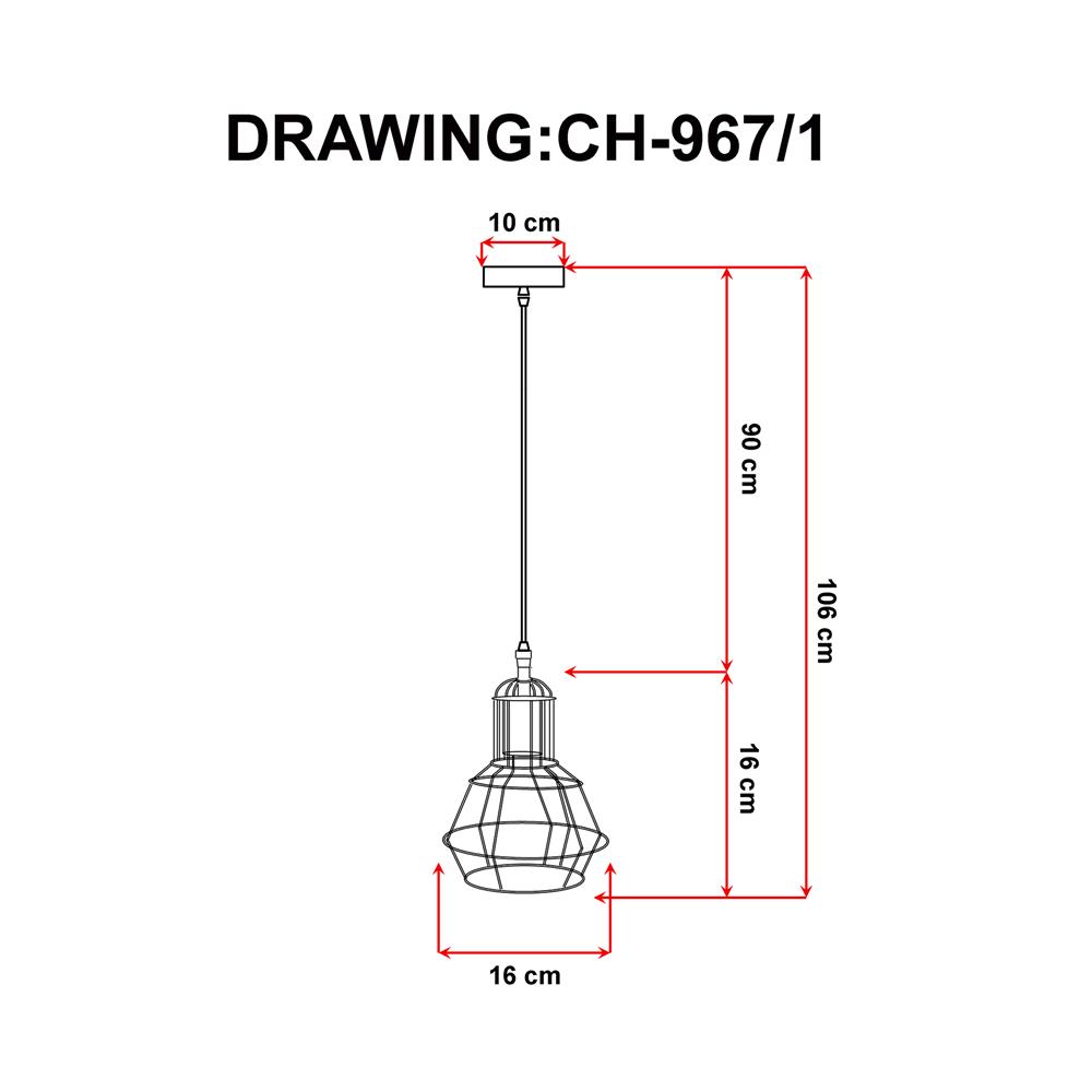 ไฟช่อ EVL CH-967/1 สีดำ 1 หัว