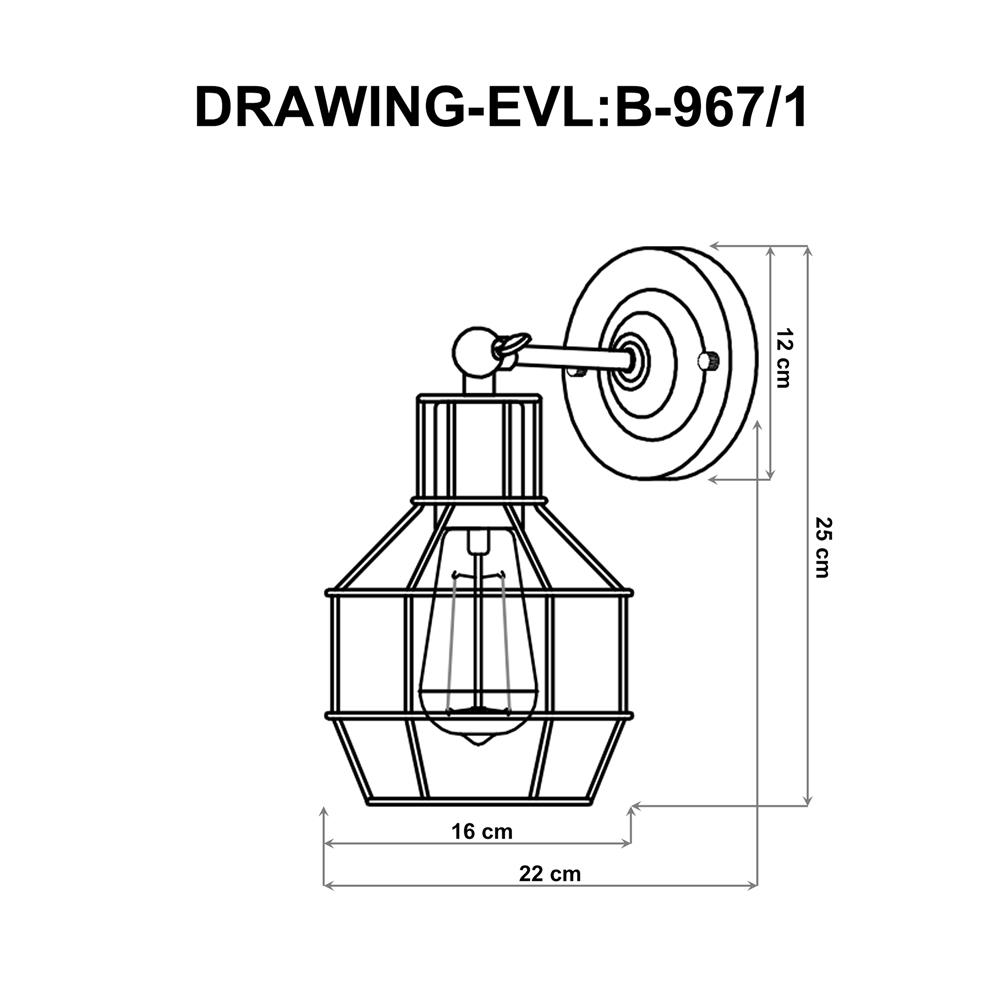 ไฟกิ่งภายใน EVL B-967/1 สีดำ 1 หัว