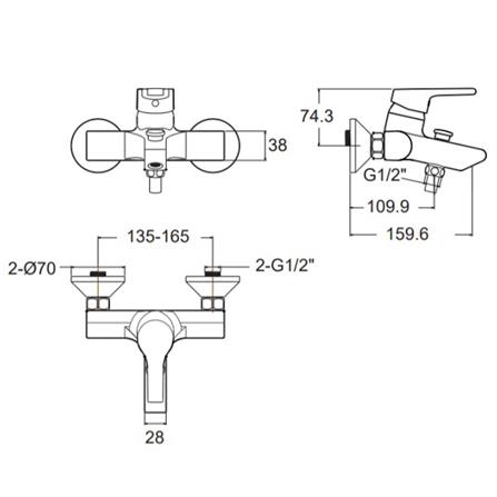 ก๊อกผสมอ่างอาบ AMERICAN STANDARD A-3913-200_1