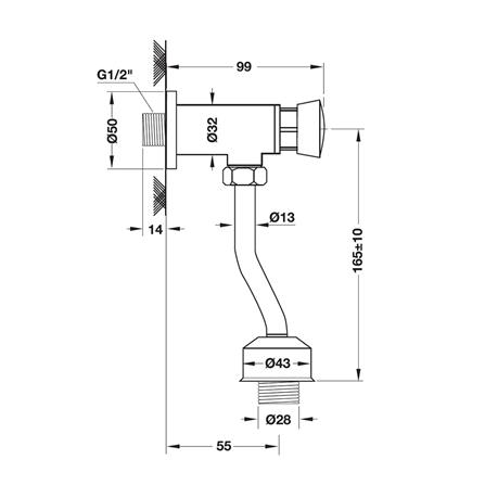 ฟลัชวาล์วโถชายท่อโค้ง HAFELE 485.95.009_1