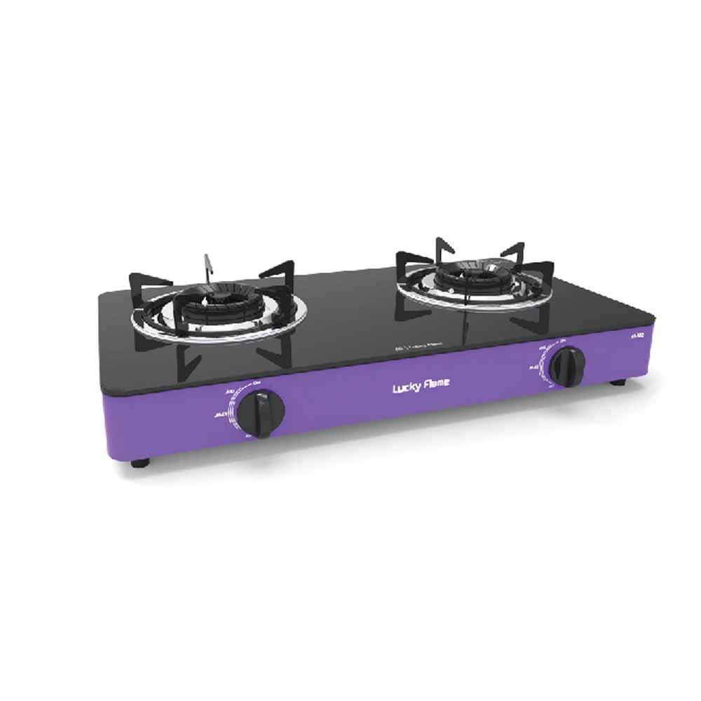 เตาแก๊สตั้งโต๊ะ 2 หัวแก๊ส LUCKY FLAME AI-102 สีม่วง