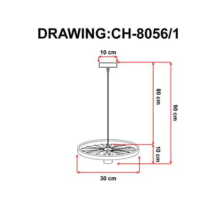 ไฟช่อ EVL CH-8056/1 สีดำ 1 หัว_2