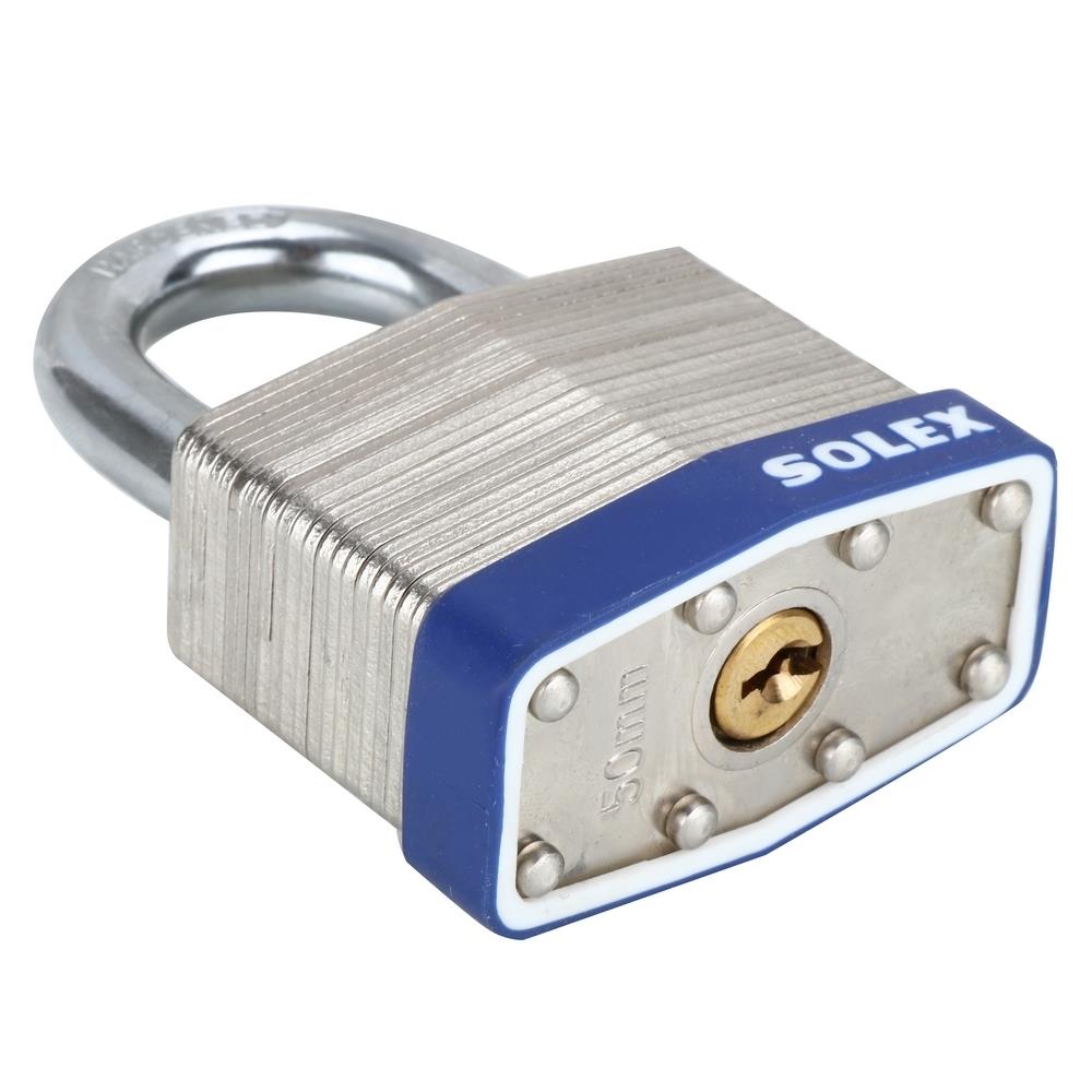 กุญแจสปริง SOLEX LAMINATED 50 มม. สีสเตนเลส