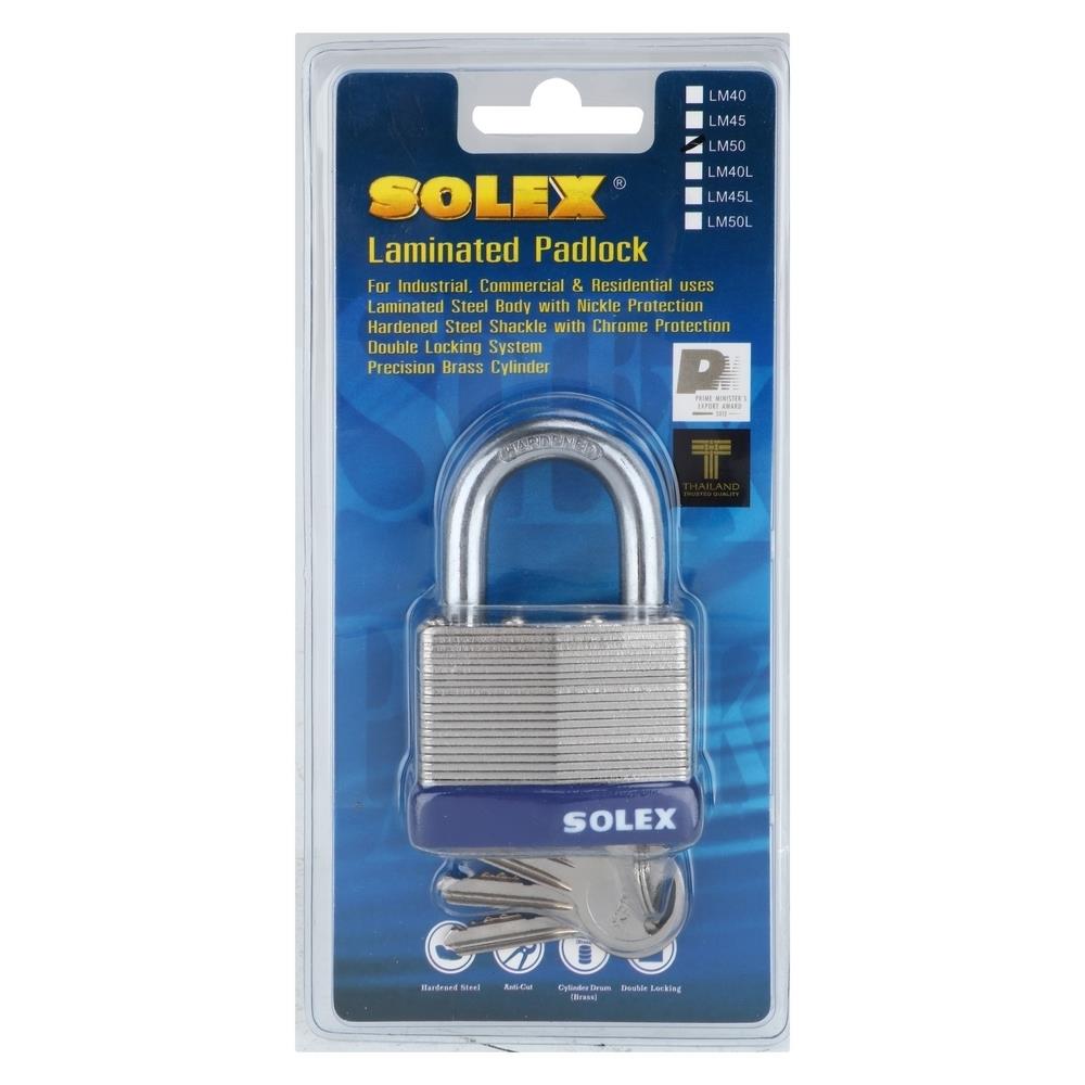 กุญแจสปริง SOLEX LAMINATED 50 มม. สีสเตนเลส