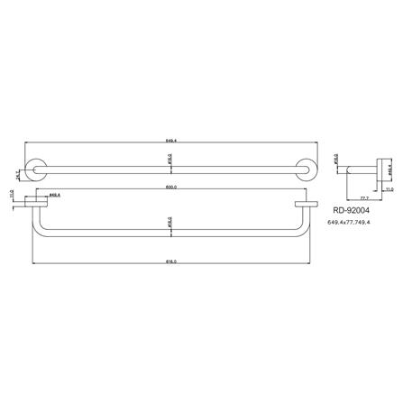 ราวแขวนผ้า PRIME RD-92004 60 ซม. สเตนเลส_2