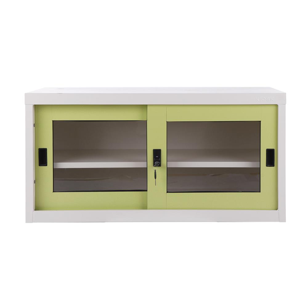 ตู้เหล็กบานเลื่อนกระจก KIOSK USB-2 GR สีขาว/เขียว