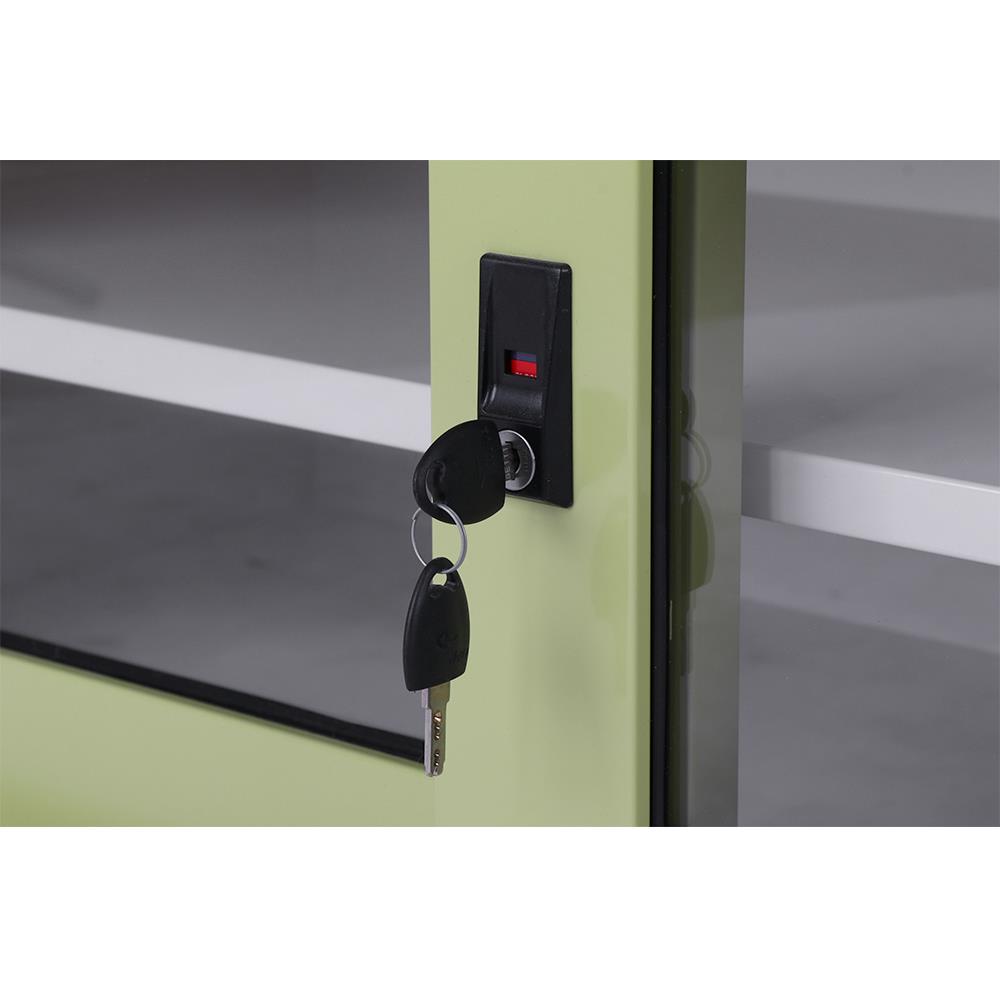 ตู้เหล็กบานเลื่อนกระจก KIOSK USB-2 GR สีขาว/เขียว