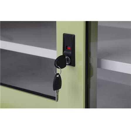 ตู้เหล็กบานเลื่อนกระจก KIOSK USB-2 GR สีขาว/เขียว_2