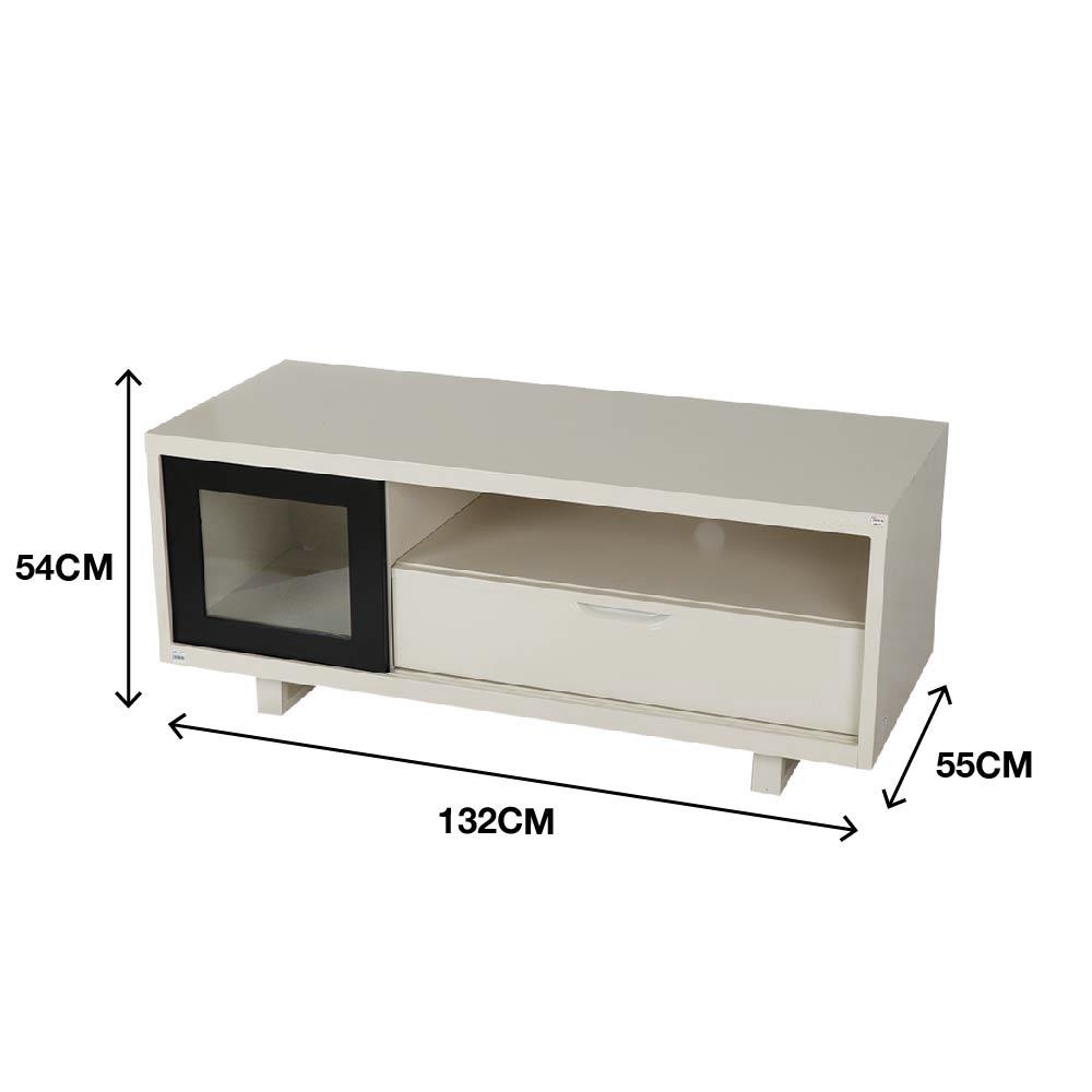 ตู้วางทีวี KIOSK LT-002 BL 132 ซม. สีขาว/ดำ