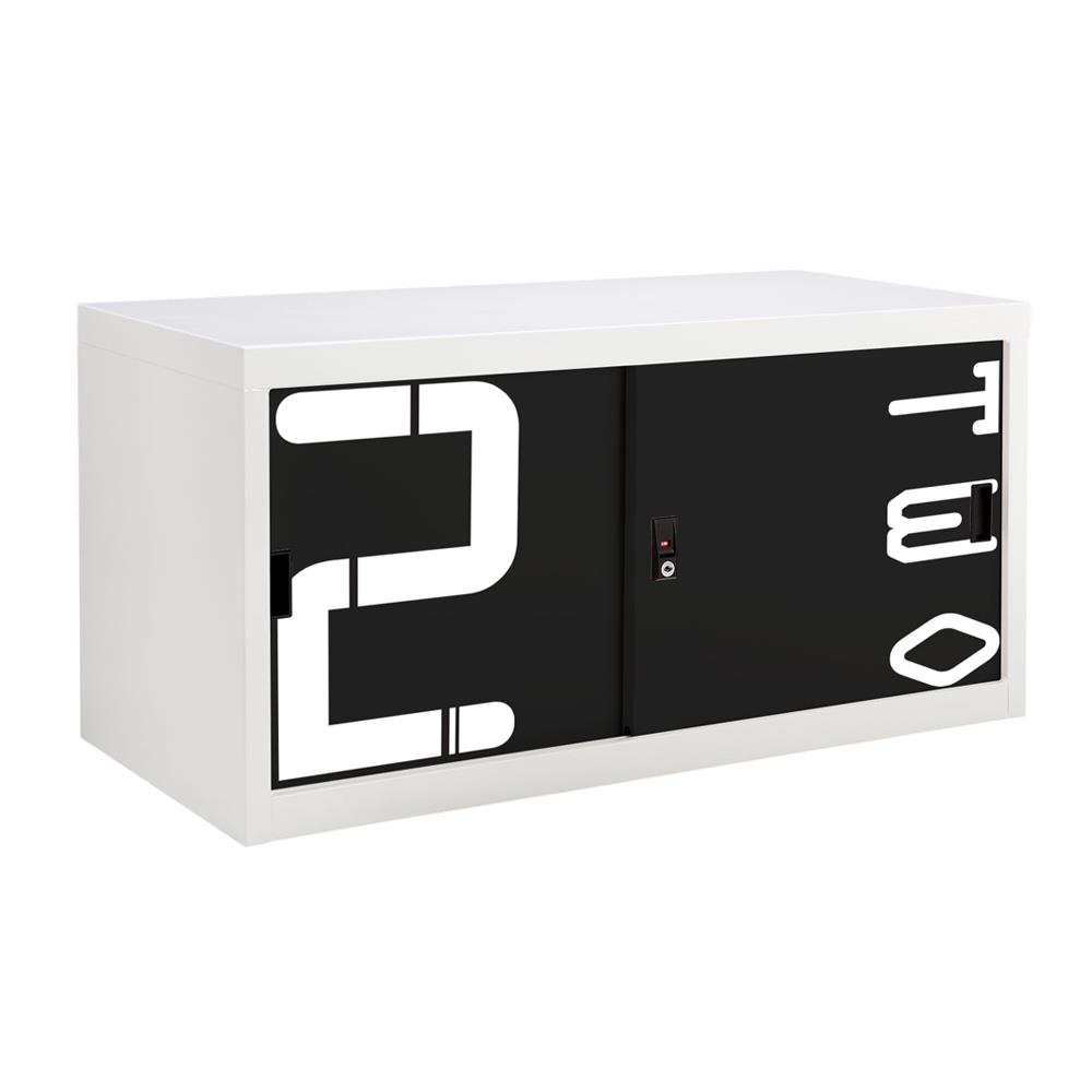 ตู้เหล็กบานเลื่อนทึบ KIOSK USC-1/N2 สีขาว/ดำ