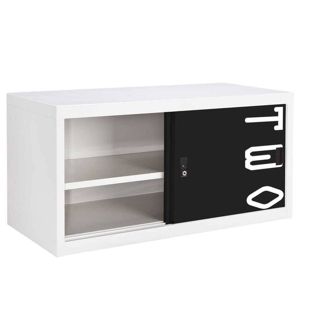 ตู้เหล็กบานเลื่อนทึบ KIOSK USC-1/N2 สีขาว/ดำ