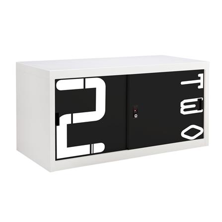 ตู้เหล็กบานเลื่อนทึบ KIOSK USC-1/N2 สีขาว/ดำ_1