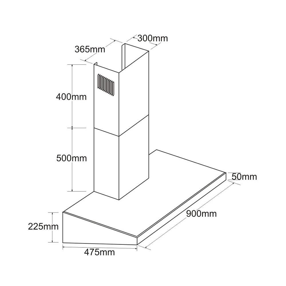 เครื่องดูดควันกระโจม TECNOPLUS TCH90-N2 90 ซม.