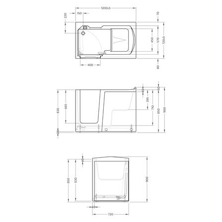 อ่างอาบน้ำ CRISTINA CT-BELLA120070BT 120 ซม. สีขาว_4