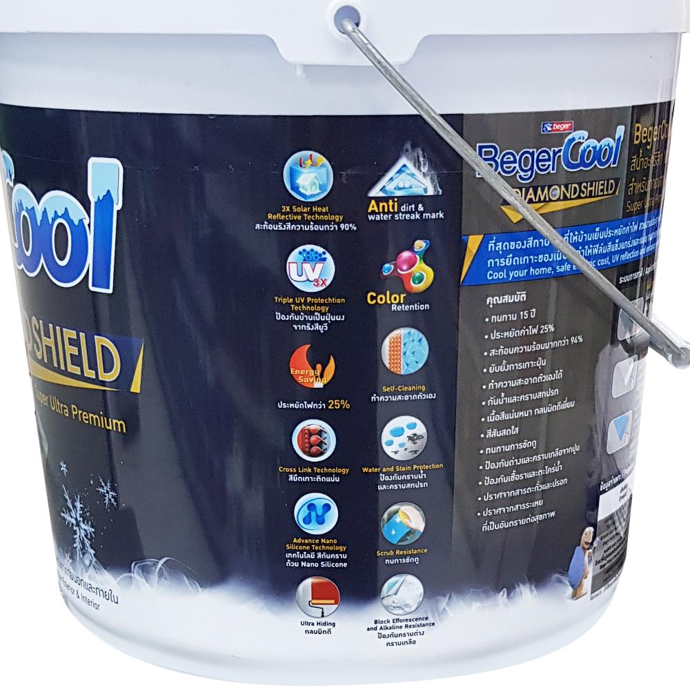 สีน้ำทาภายนอก ชนิดกึ่งเงา BEGER COOL DIAMONDSHIELD 15 BASE C 2.5 แกลลอน