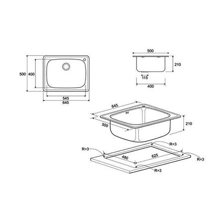 ซิงค์ฝัง 1 หลุม MEX D60B สเตนเลส_6