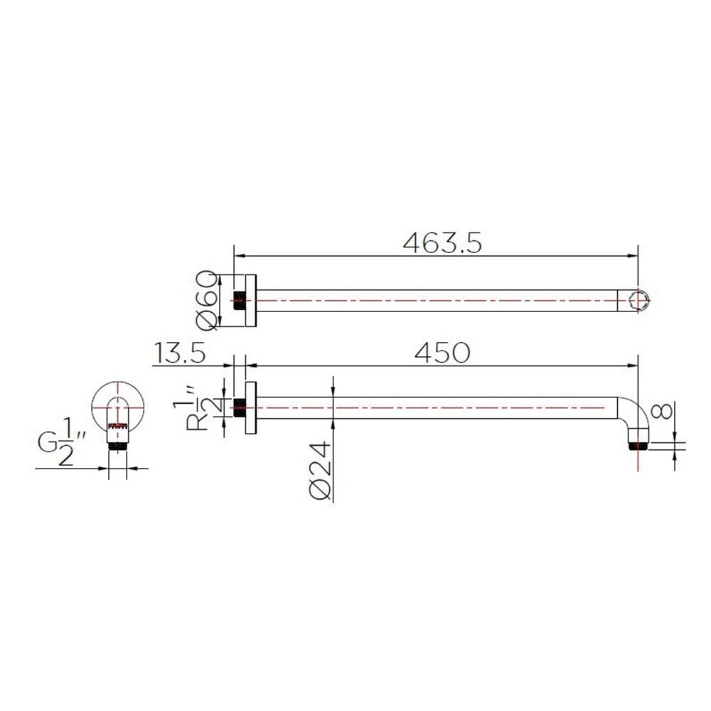 ก้านฝักบัว KARAT KS-06-434-50 45ซม. สีโครม